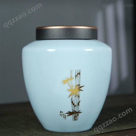 茶叶包装陶瓷茶叶罐订制LOGO 简约山水防潮大号罐子 储存茶罐茶具配件