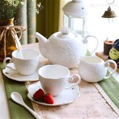 景德镇陶瓷茶具套装 家用欧式简约风格餐茶咖碗盘杯