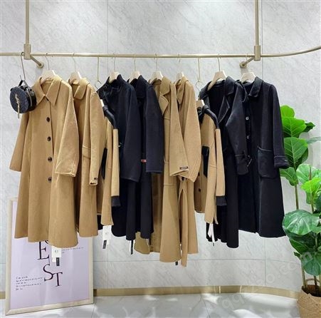 减舍2022年新款韩版英伦风羊绒大衣 品牌女装拿货 厂家一手货源