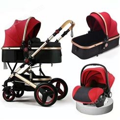 高景观三合一婴儿推车安全座椅提篮可坐可躺折叠双向减震宝宝推车