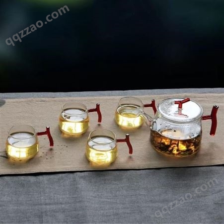 高硼硅耐热茶具套装玻璃茶壶+4个茶杯礼盒套装