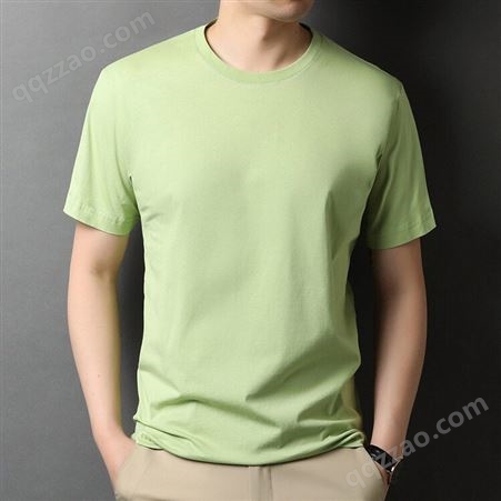男士短袖T恤 2023夏季新款纯棉 重磅纯色时尚修身抗皱T恤