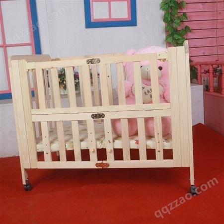 波比 定制全实木加厚无漆婴儿床 多功能可折叠可移动拼接大床