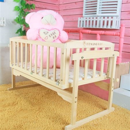 波比木业 定制全实木加厚儿童床 带护栏环保婴儿床 环保健康