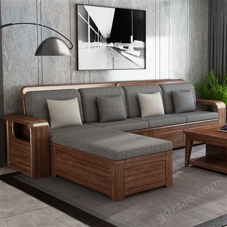 德式实木沙发全实木客厅小户型现代简约冬夏两用储物胡桃木