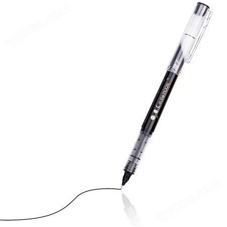 得力S858直液式走珠笔0.5mm全针管笔尖水笔（黑色）12支/盒