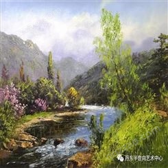 朝鲜画 朝鲜油画价格 恩慧 (一级画家) 《山清水秀》52x40