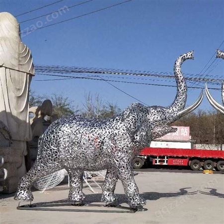 鑫燊不锈钢镂空大象雕塑发光工艺景观摆件定制