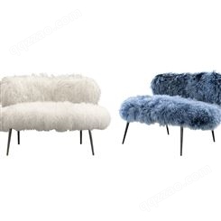 意式极简羊毛椅北欧沙发椅客厅摇椅休闲椅梳妆轻奢单椅baxter毛椅