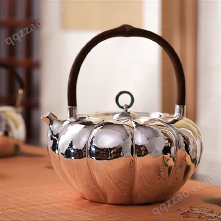 手工银茶壶 家用茶道银茶具煮茶器 纯银999烧水壶大容量煮水壶