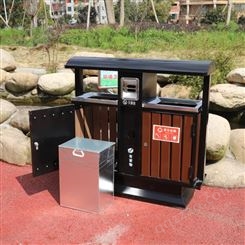 户外垃圾桶钢木桶高档小区分类不锈钢收纳桶垃圾房核酸亭