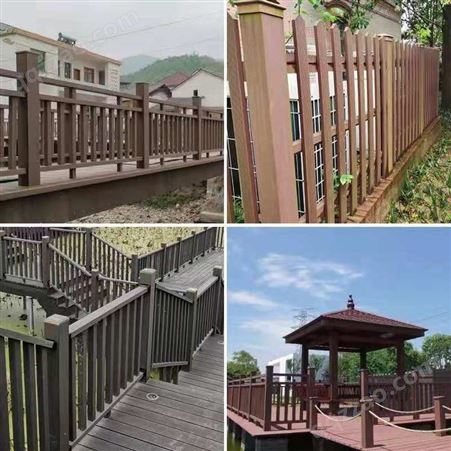 木塑栏杆 户外生态公园 河畔别墅庭院阳台走廊 古典风格 塑木扶手