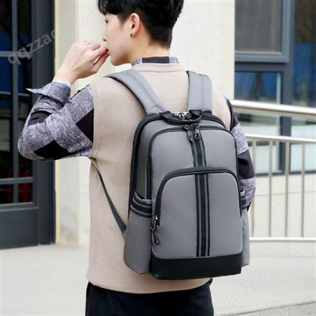 定制LOGO男士商务休闲电脑包高学生时尚潮流双肩背包大容量多分层