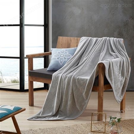DRON戴洛伦品卓素色毛毯TZ3202时尚精致大气灰色 绒毛纤细手感细腻舒适吸水性强轻盈柔软可铺可盖实用毛巾毯1260g